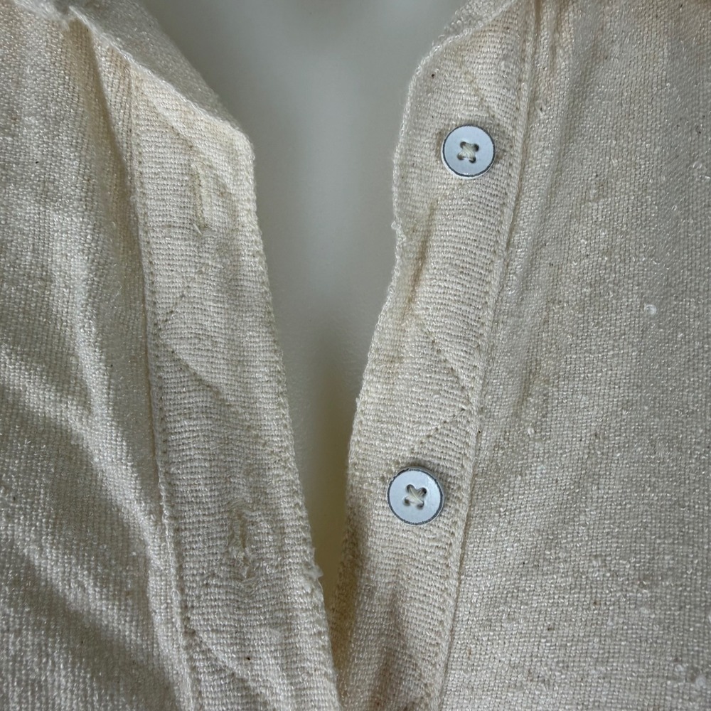 Free People Women Cream Blue Striped Henley Tunic Dress Pockets Large L - Picture 14 of 16